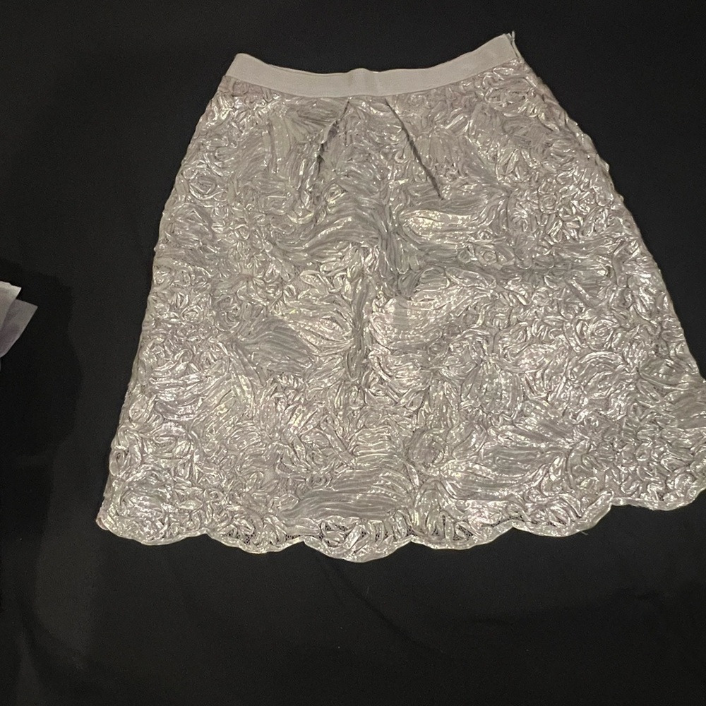 Moschino Metallic Silver Floral Mini Skirt